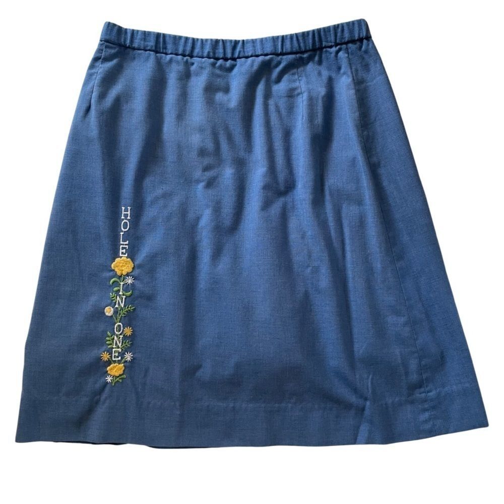 VINTAGE Di Fini Originals Embroided Floral Golf Skort Blue